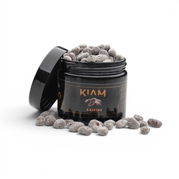 Premium Chocolate Raisin Dragees Jar by KIAM gourmet chocolate coated raisins