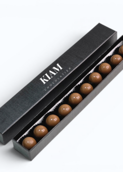 KIAM milk chocolate bonbons box with 10 assorted milk chocolate pieces in premium black packaging